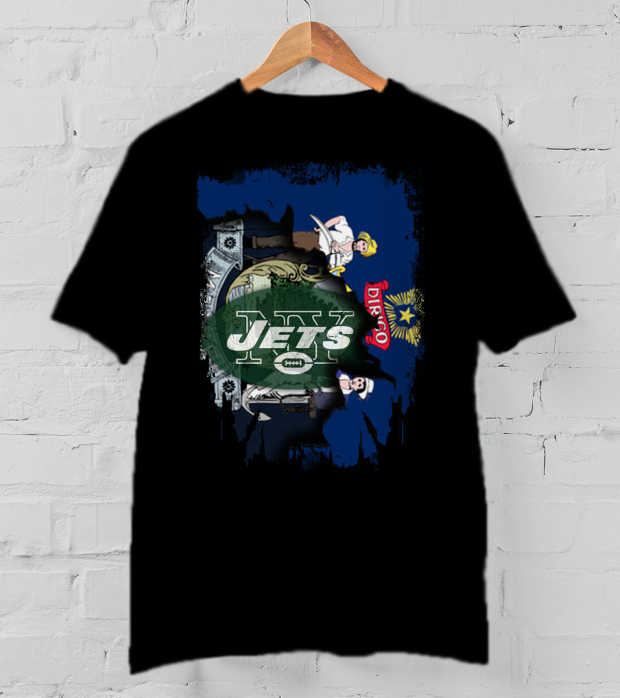 Maine State Emblem With New York Jets Logo Fusion T-Shirt