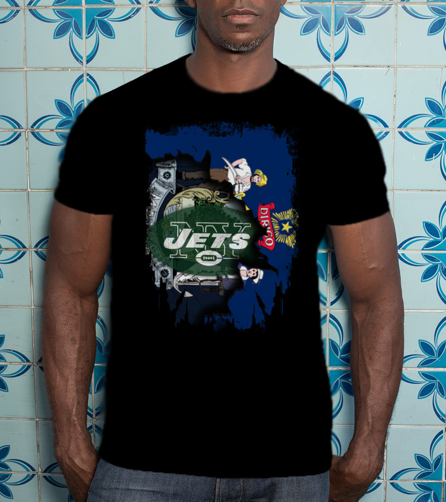 Maine State Emblem With New York Jets Logo Fusion T-Shirt