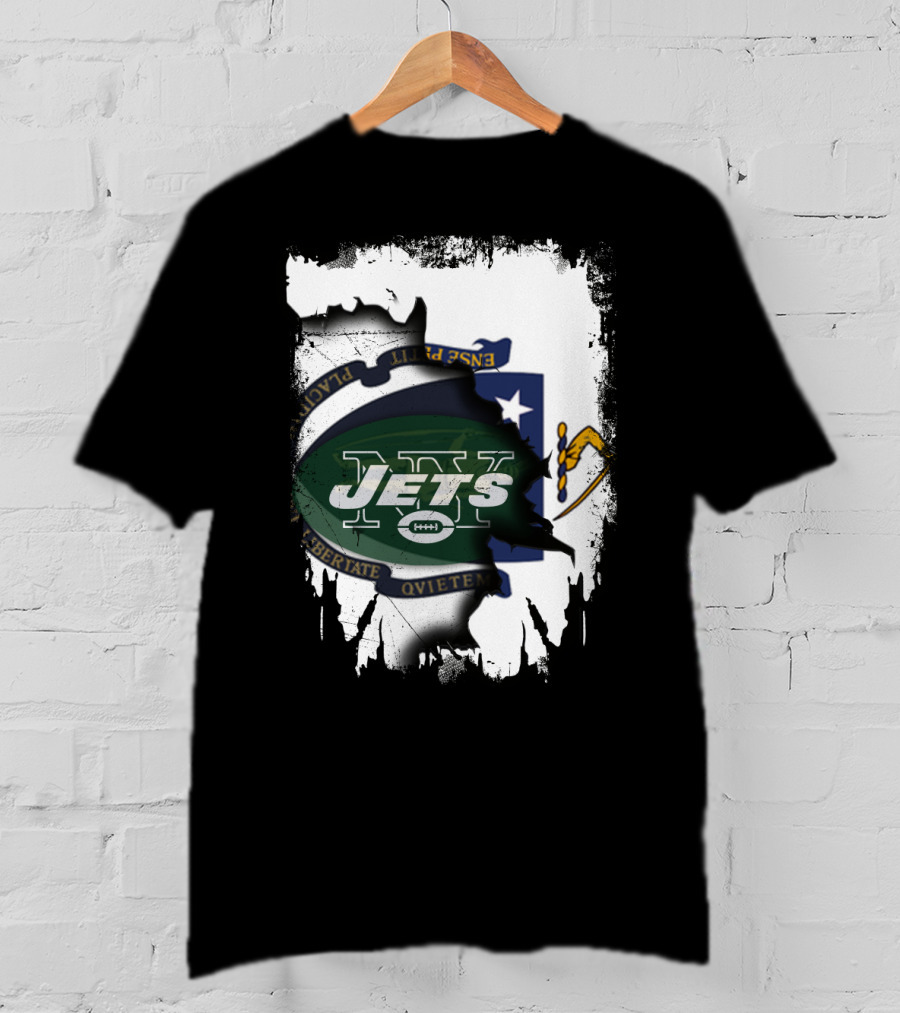 Massachusetts Emblem Combined With Jets T-Shirt