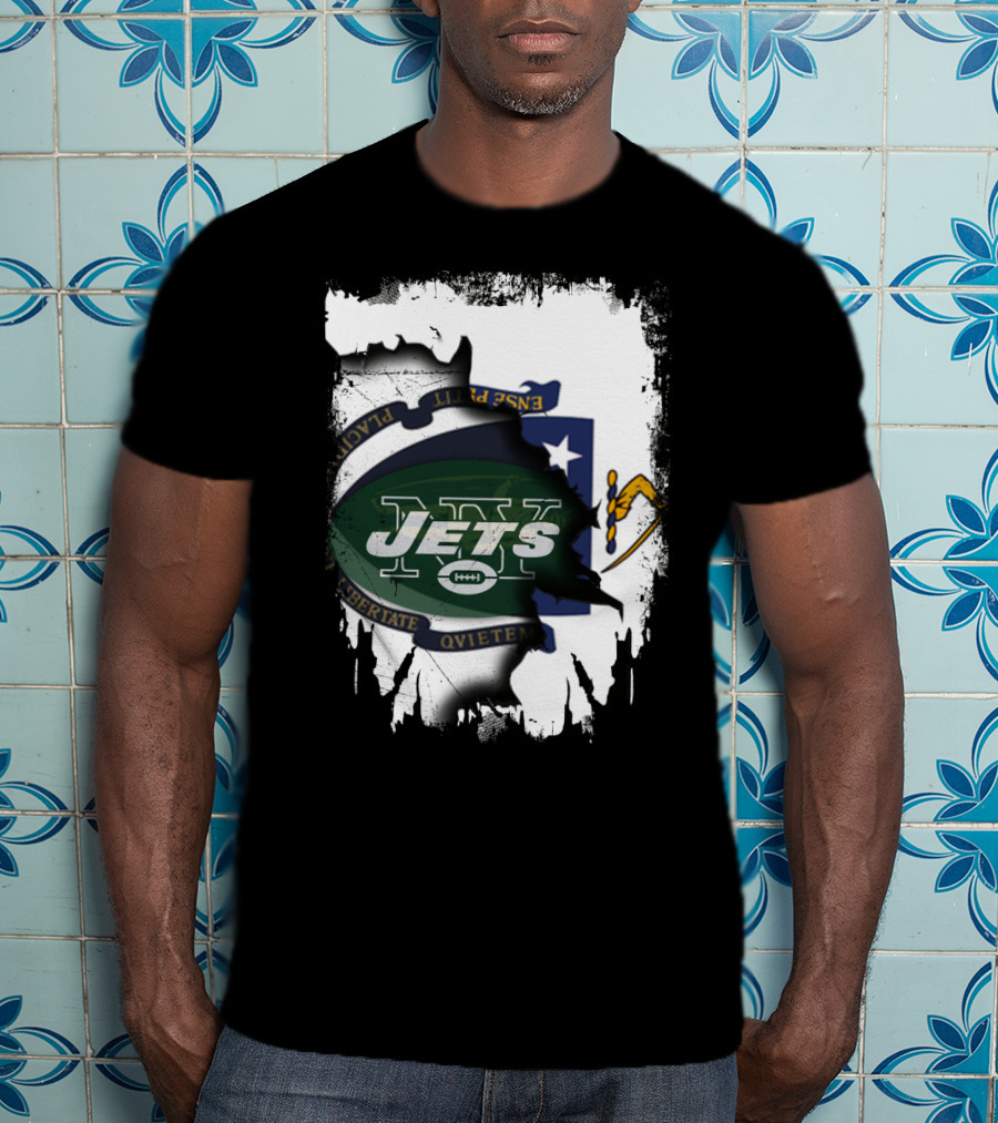 Massachusetts Emblem Combined With Jets T-Shirt