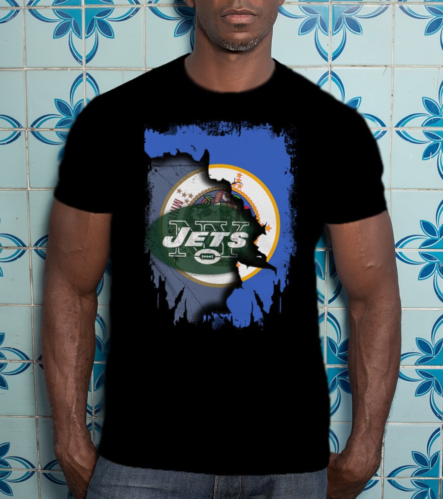 Minnesota State Emblem With NY Jets Football Collaboration T-Shirt