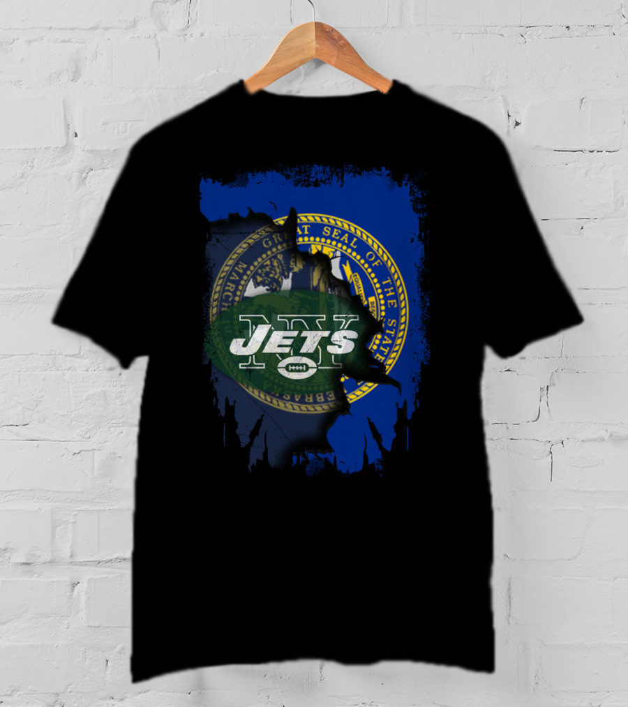 Nebraska State Seal With Jets Logo Fusion T-Shirt