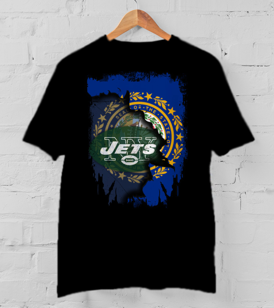 New Hampshire State Seal And Jets Football T-Shirt