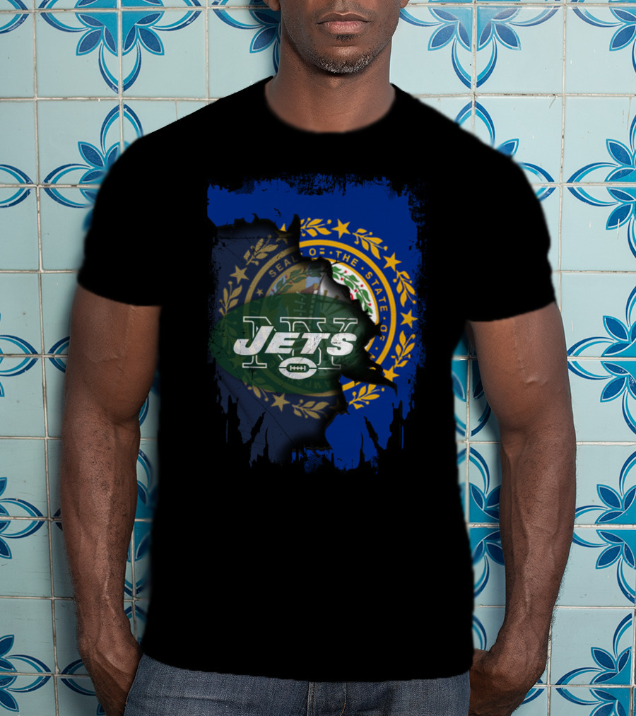 New Hampshire State Seal And Jets Football T-Shirt