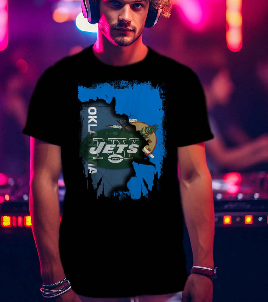 Oklahoma Jets New York Flag Crossover Elements T-Shirt