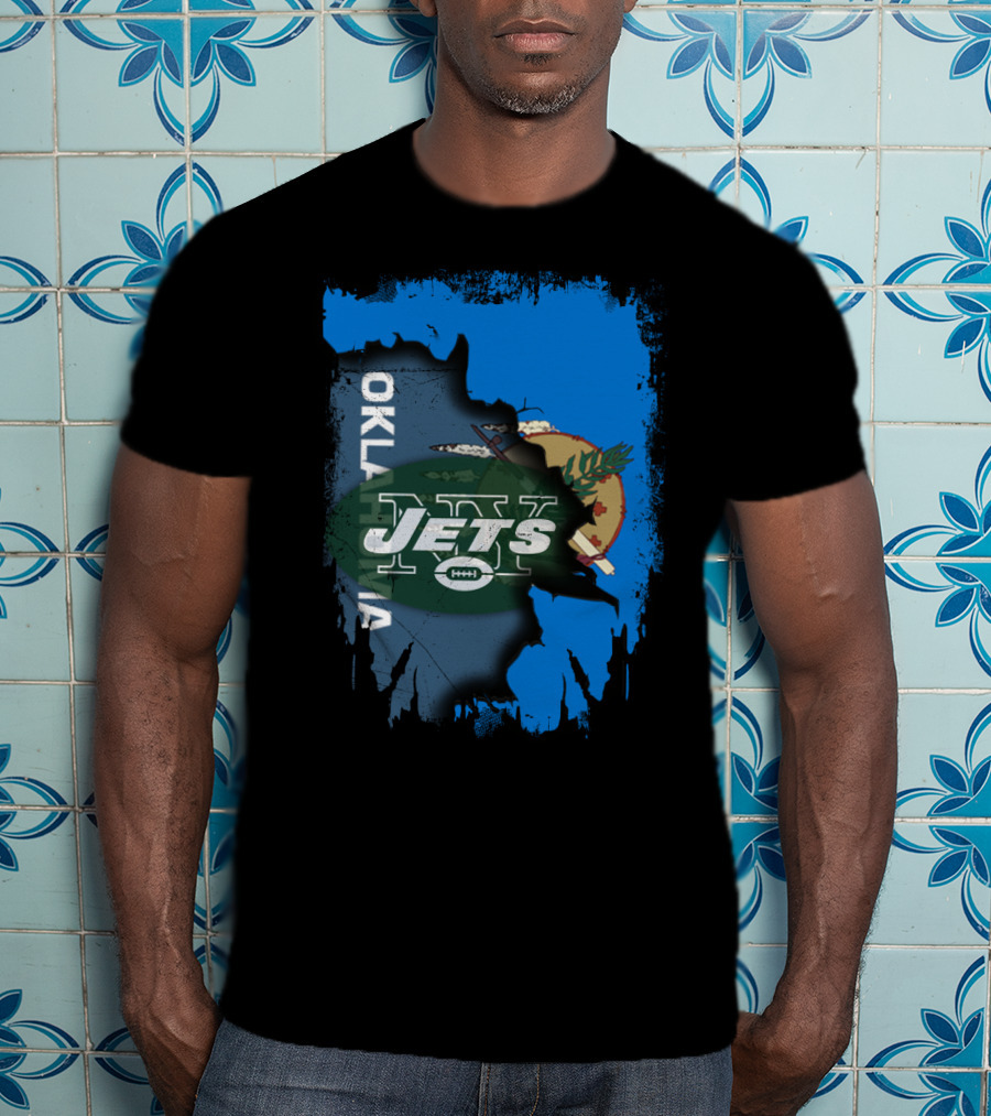 Oklahoma Jets New York Flag Crossover Elements T-Shirt