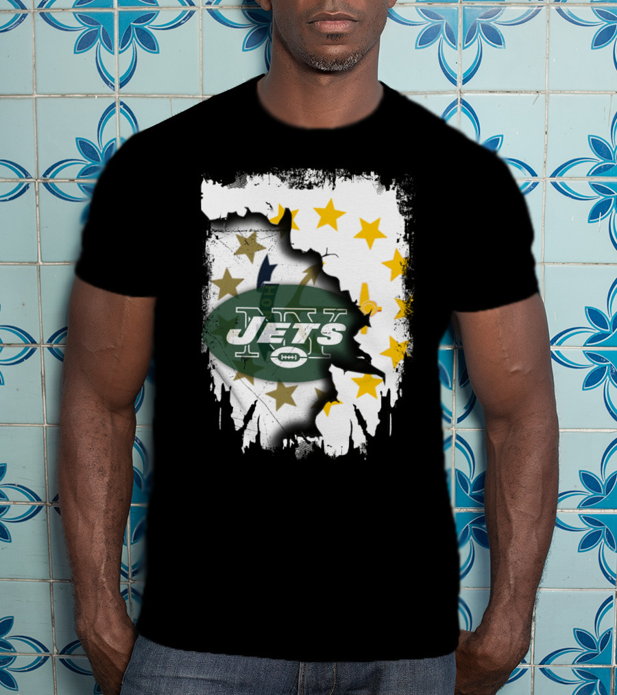 Rhode Island Map With Stars And Jets T-Shirt