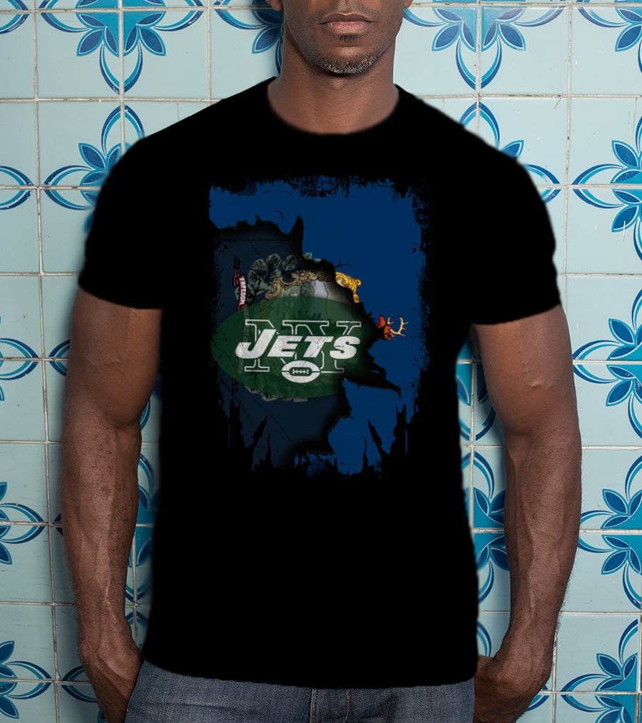 Jets Vermont Collaboration Mashup Map Iconic Symbols And Logos T-Shirt