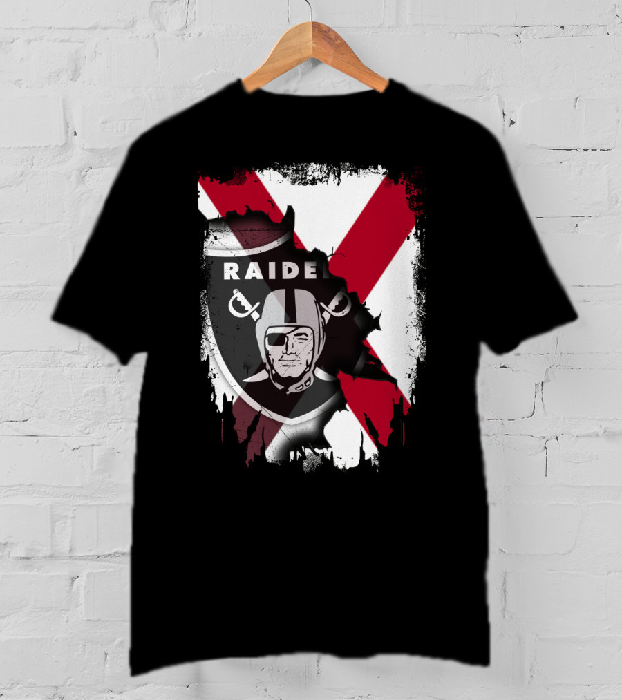 Raiders Logo With Alabama Flag Background T-Shirt