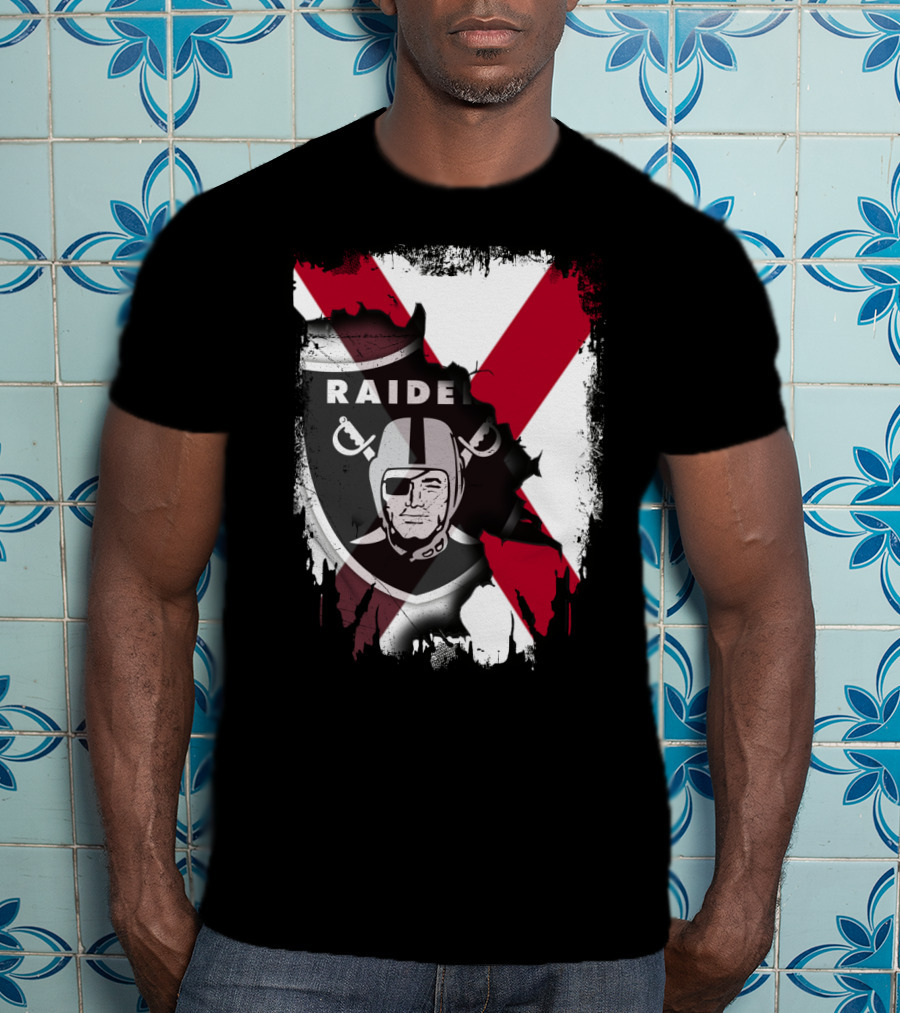 Raiders Logo With Alabama Flag Background T-Shirt