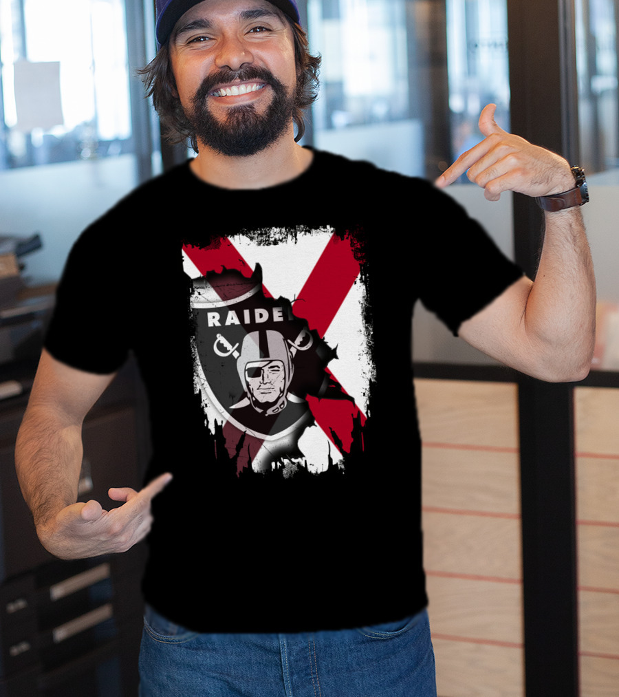 Raiders Logo With Alabama Flag Background T-Shirt
