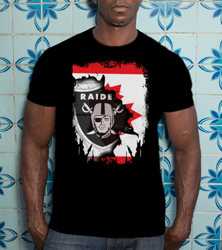 Together Canada With Raiders Iconic Emblem Maple Leaf Integration T-Shirt