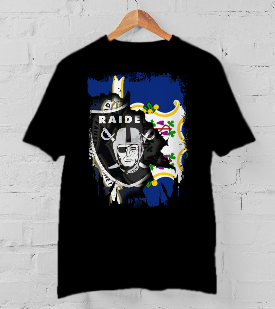 Connecticut Proud With Raiders Iconic Fusion T-Shirt