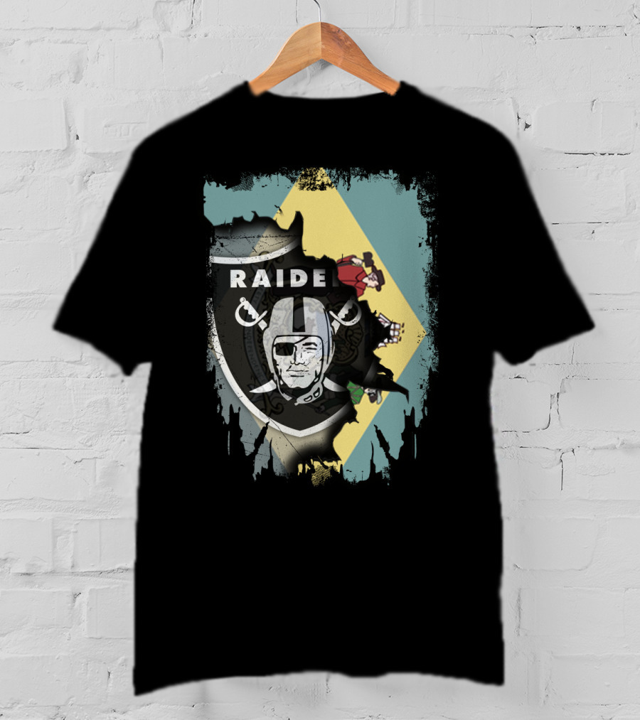 Raiders Logo Torn Delaware State Flag Background T-Shirt