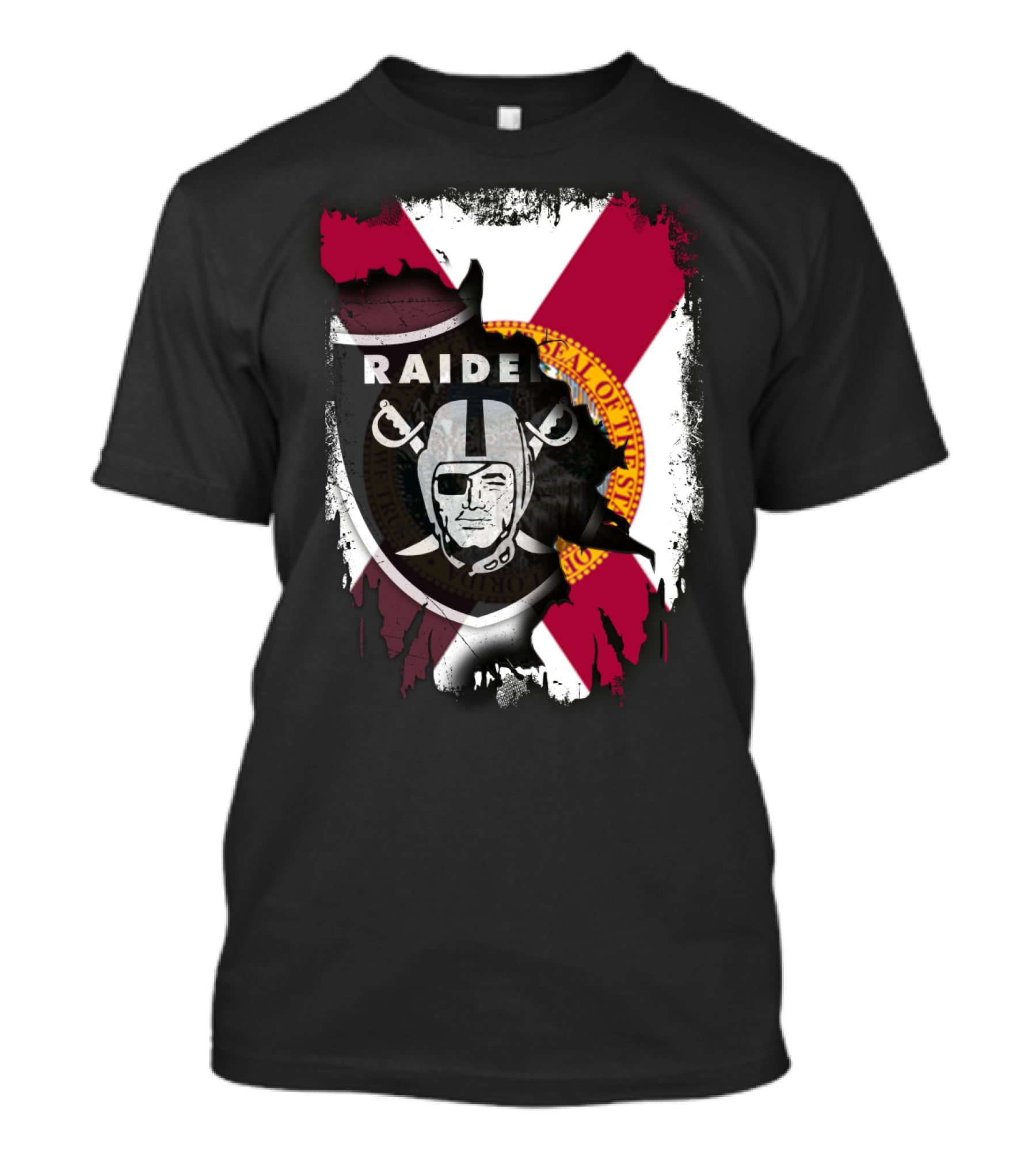 Florida Raiders United With State Seal And Bold X Flag T-Shirt