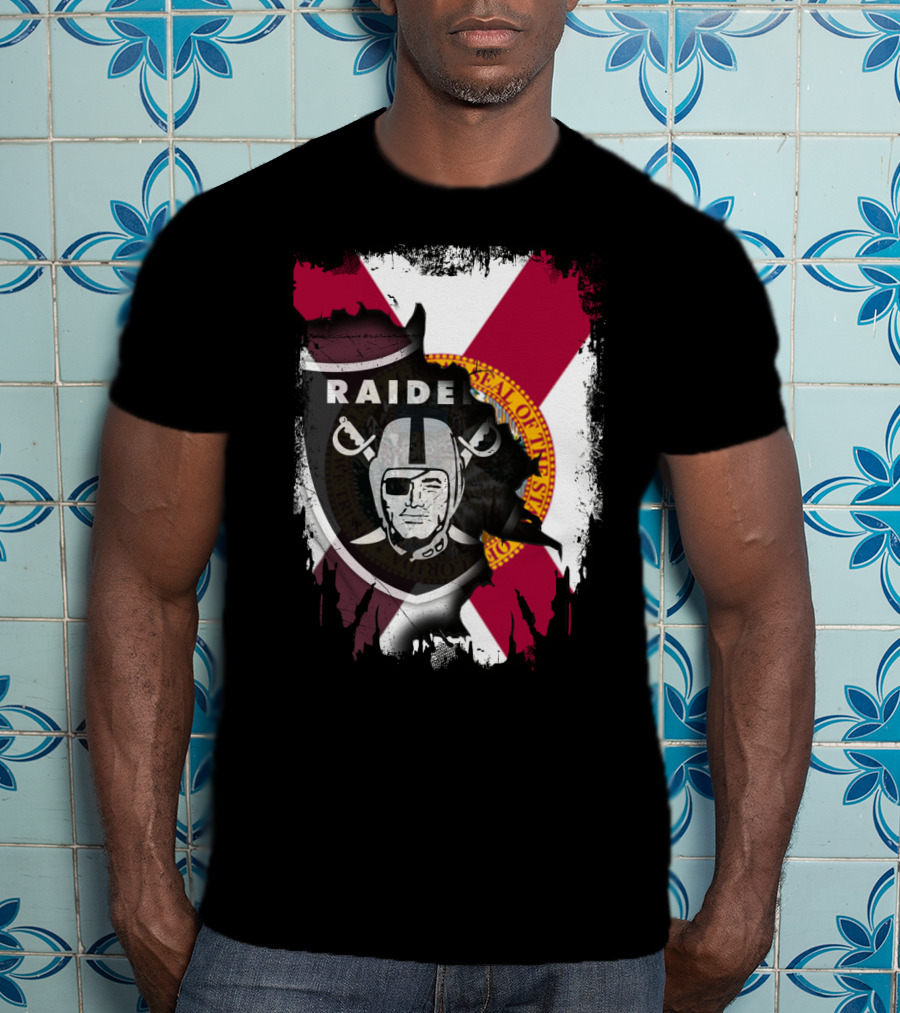 Florida Raiders United With State Seal And Bold X Flag T-Shirt