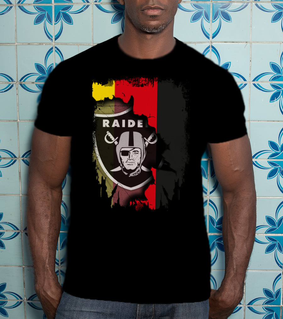 Raiders Logo Blended With Germany Flag Colors T-Shirt