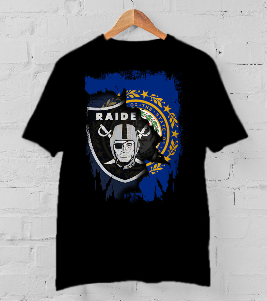 New Hampshire State Flag With Raiders Logo Integration T-Shirt