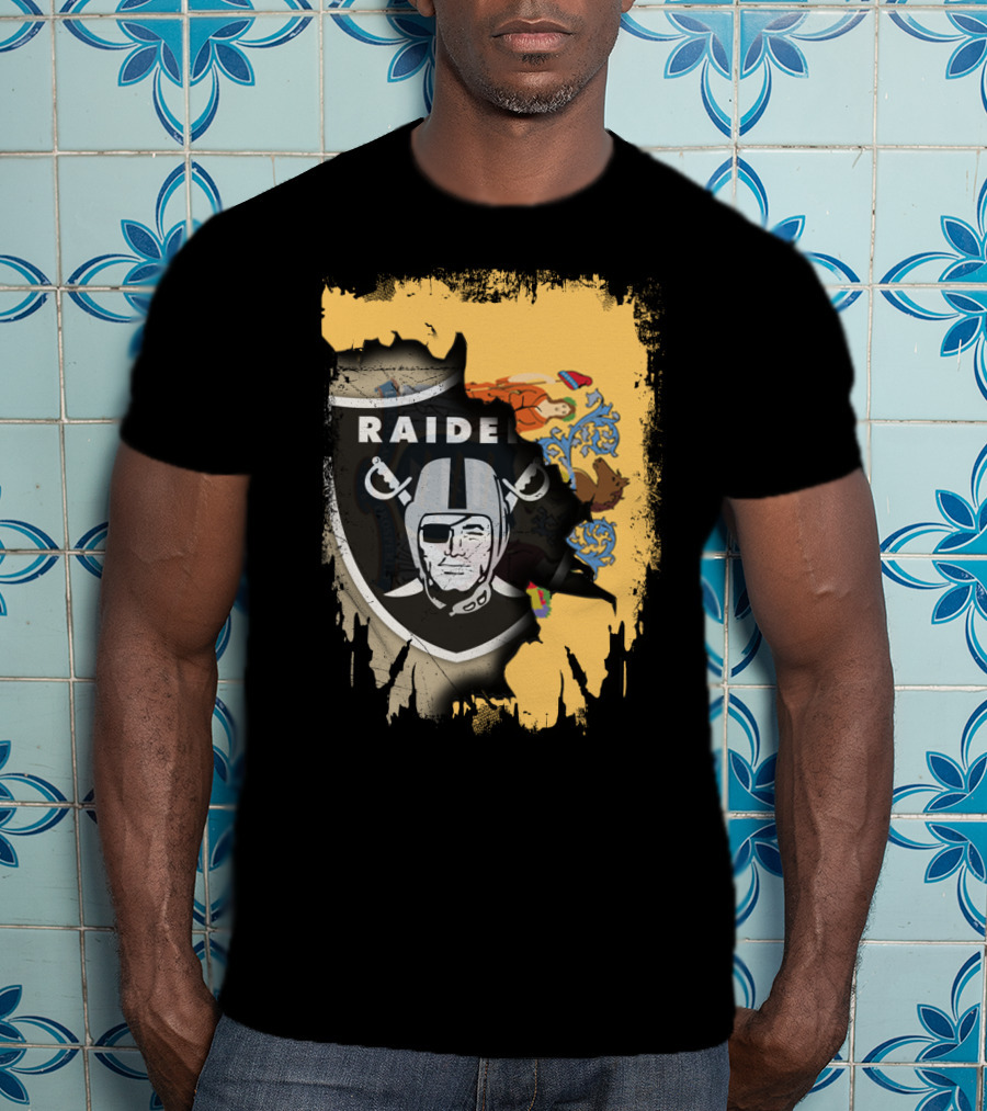 New Jersey Raiders Shield Over State Flag Elements T-Shirt