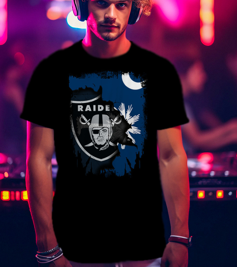 Together South Carolina Raiders Flag Icon With Crescent Moon And Palmetto Tree T-Shirt