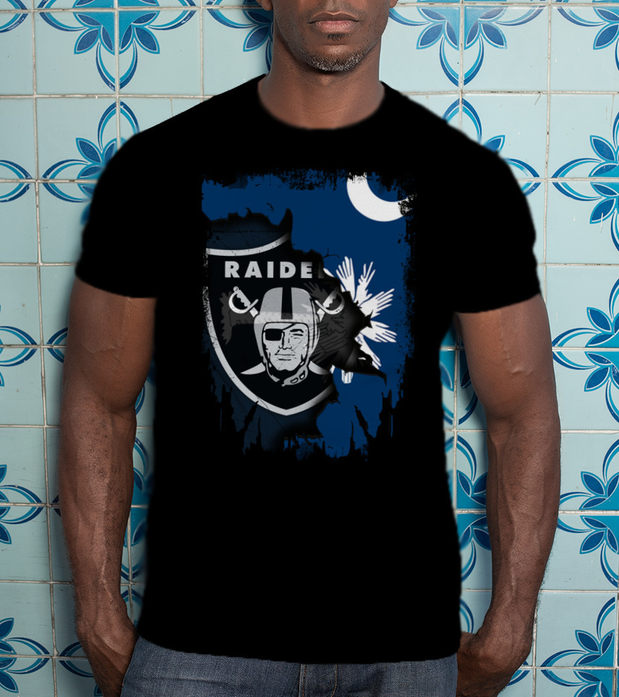 Together South Carolina Raiders Flag Icon With Crescent Moon And Palmetto Tree T-Shirt
