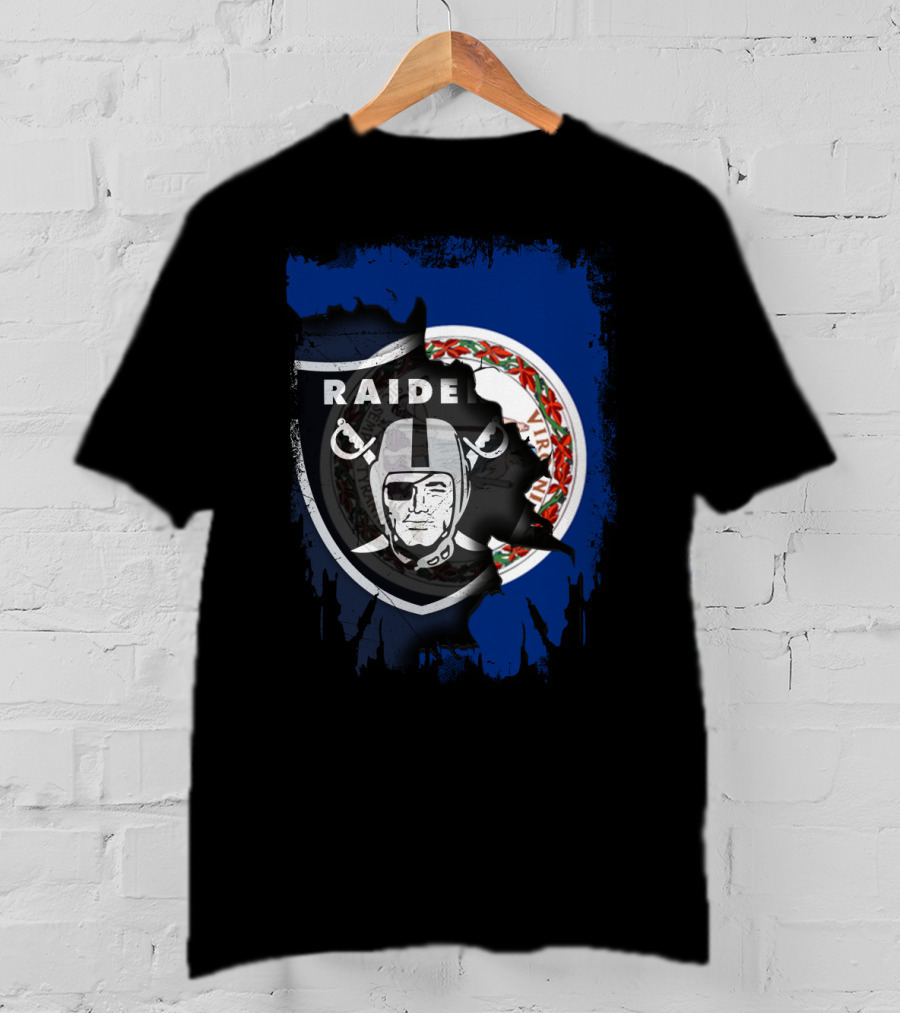 Virginia State Flag With Raiders Shield T-Shirt
