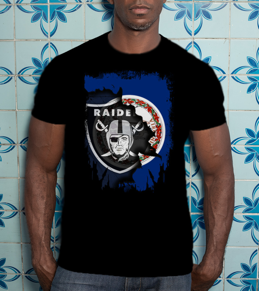 Virginia State Flag With Raiders Shield T-Shirt
