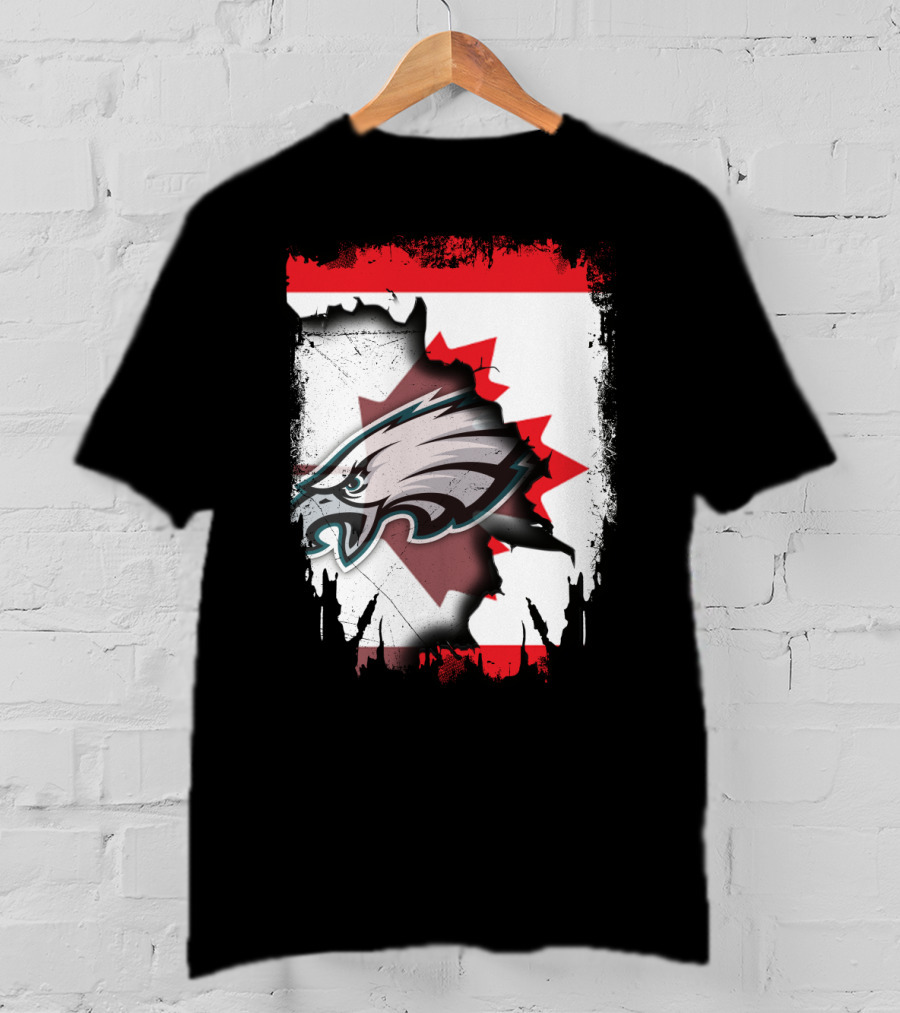 Together Canada Philadelphia Eagles Maple Leaf Rip T-Shirt