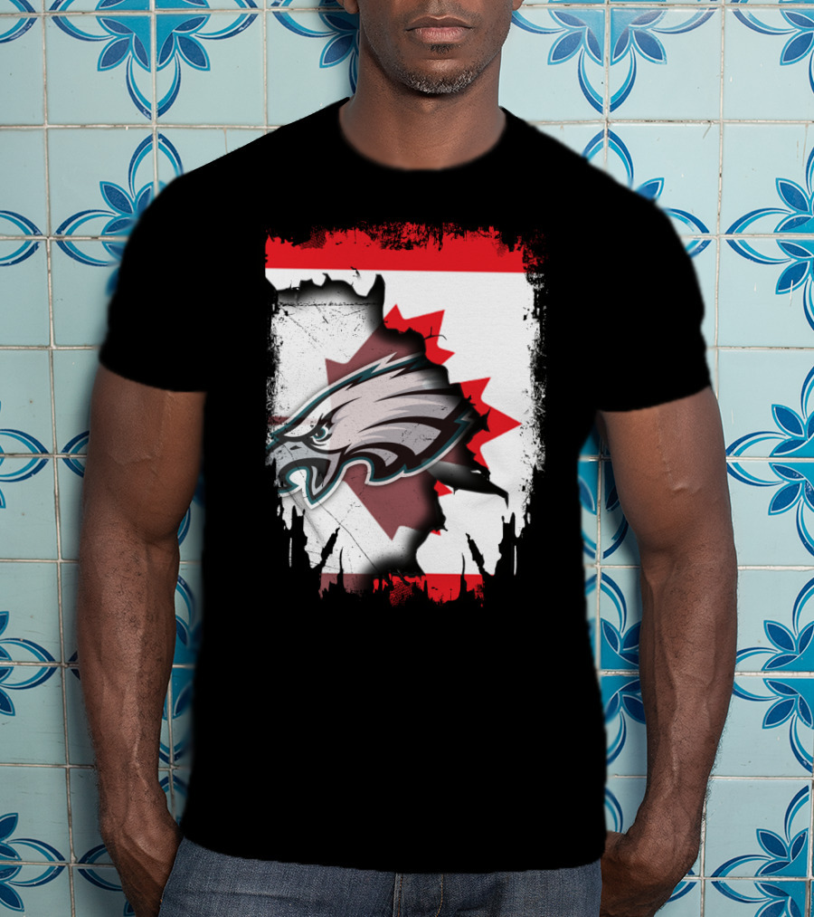 Together Canada Philadelphia Eagles Maple Leaf Rip T-Shirt