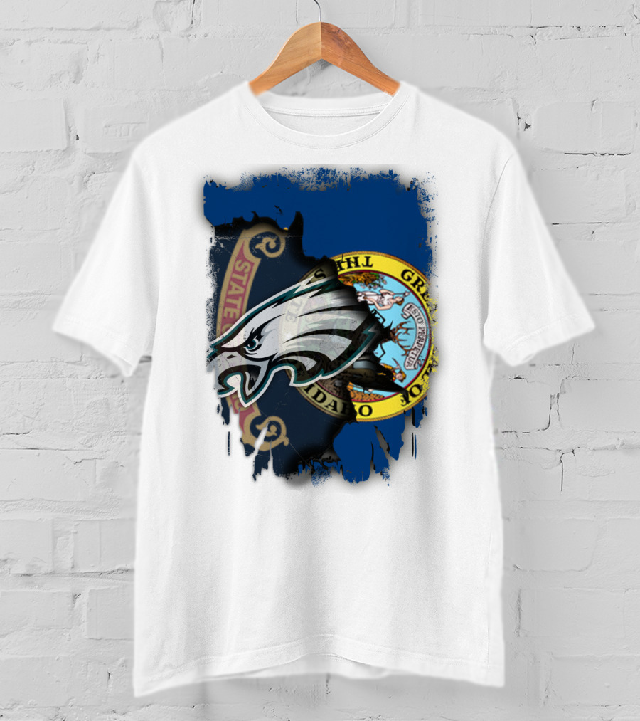 Idaho State Pride With Eagles NFL Team Logo Integration T-Shirt