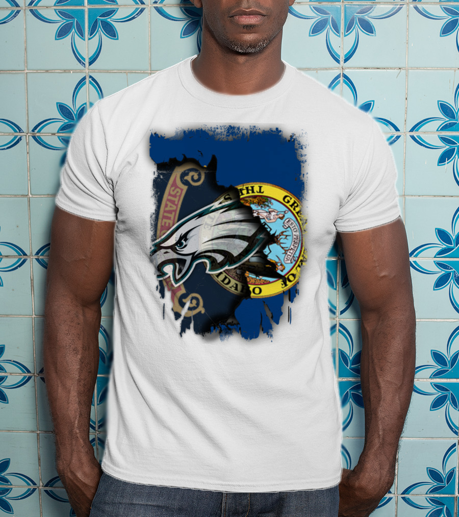 Idaho State Pride With Eagles NFL Team Logo Integration T-Shirt