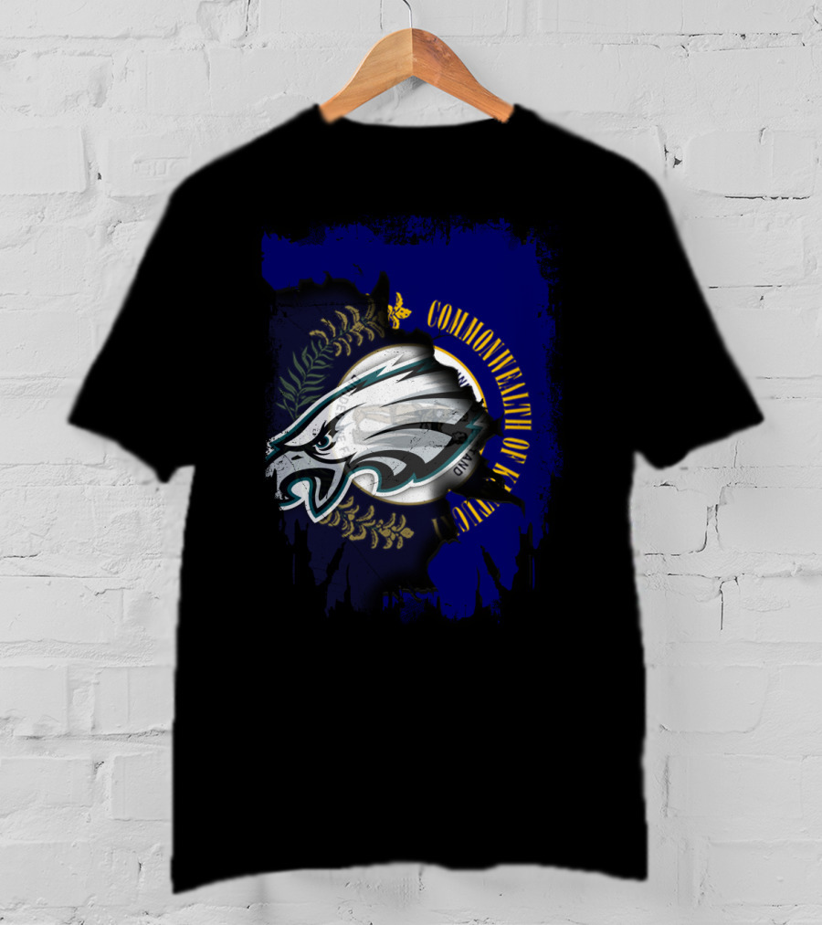 Commonwealth Of Kentucky With Eagles Logo Fusion T-Shirt