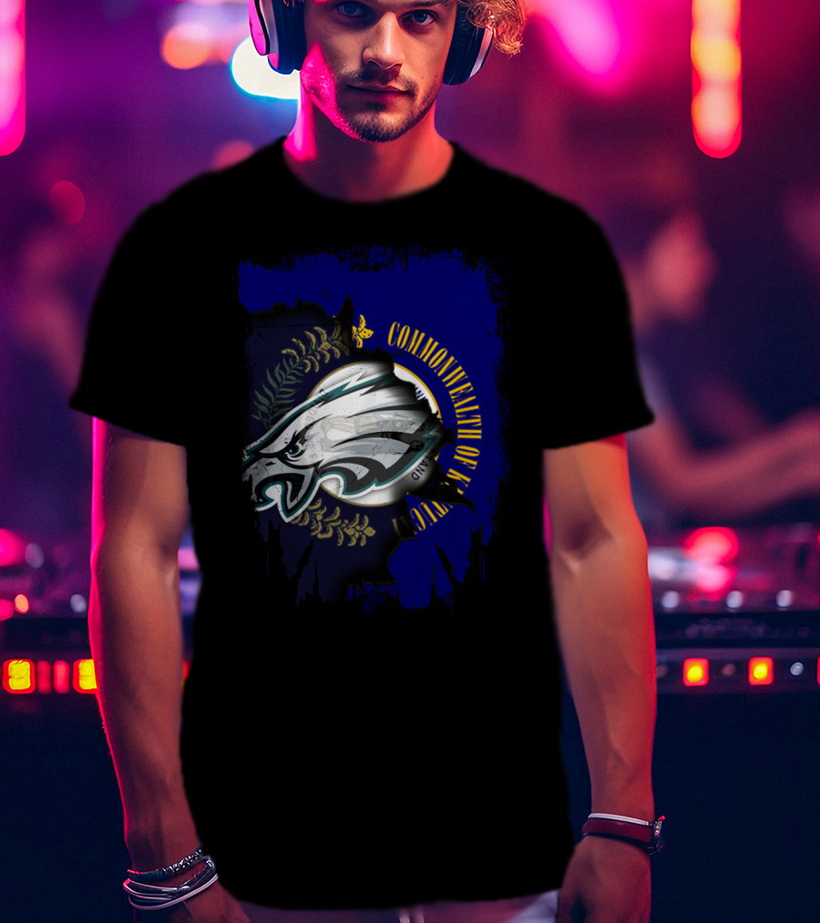Commonwealth Of Kentucky With Eagles Logo Fusion T-Shirt