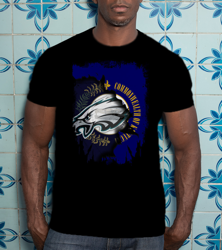 Commonwealth Of Kentucky With Eagles Logo Fusion T-Shirt