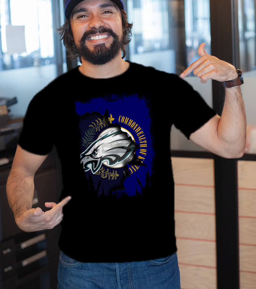 Commonwealth Of Kentucky With Eagles Logo Fusion T-Shirt