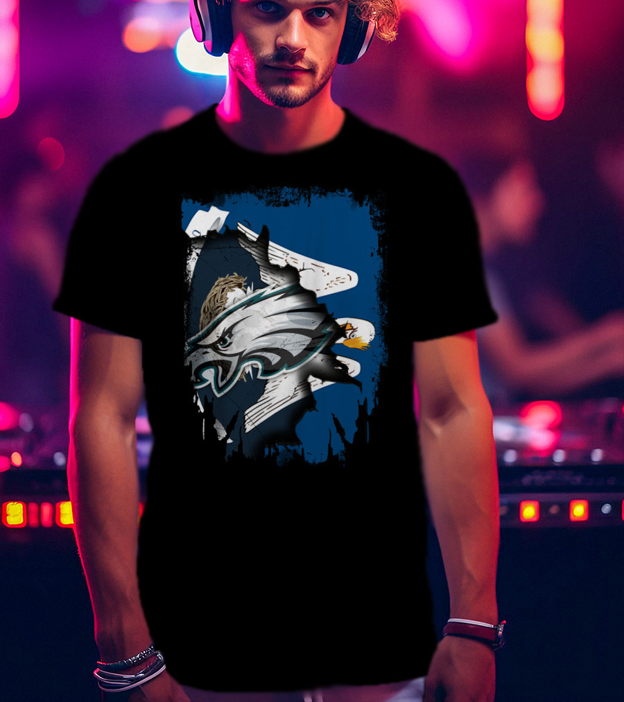 Philadelphia Eagles Together Louisiana Flag Fusion T-Shirt