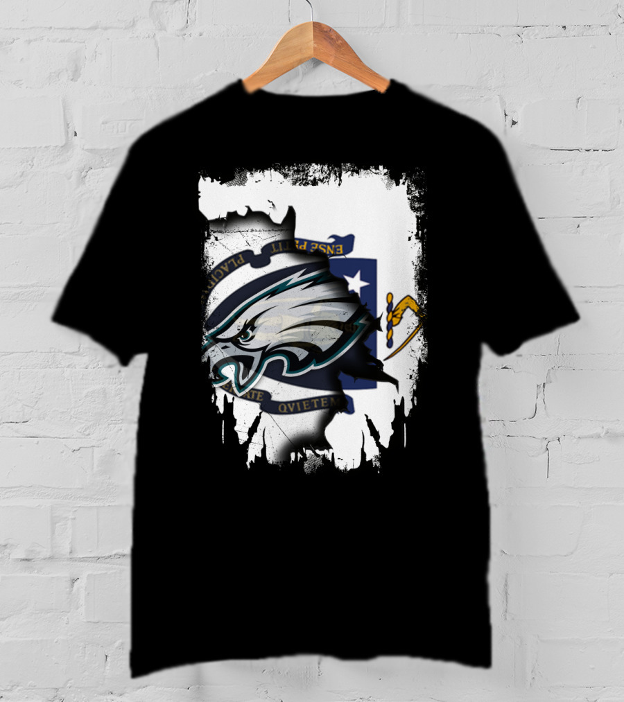Eagles And Massachusetts Flag United Together T-Shirt