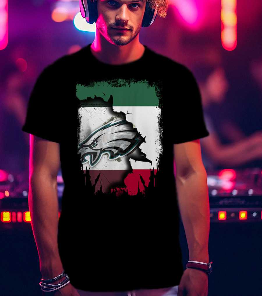 Mexico Flag With Philadelphia Eagles T-Shirt