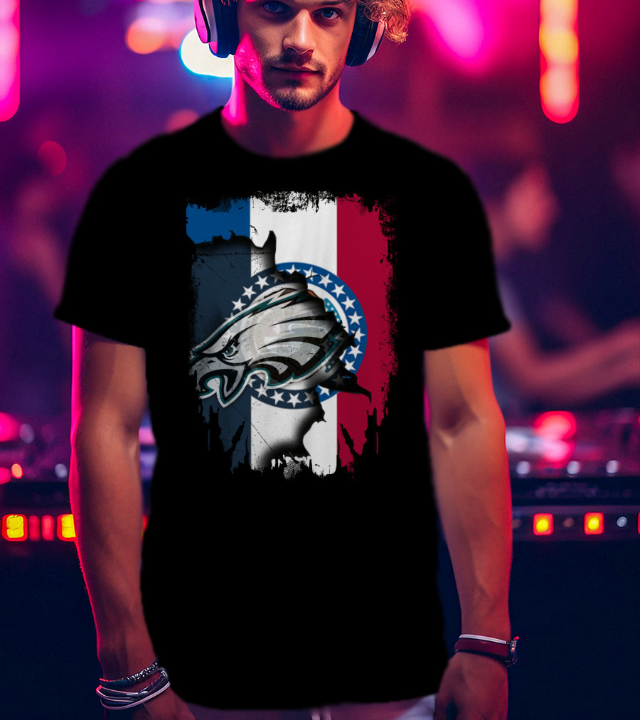 Missouri State Flag Background With Eagles NFL Team T-Shirt