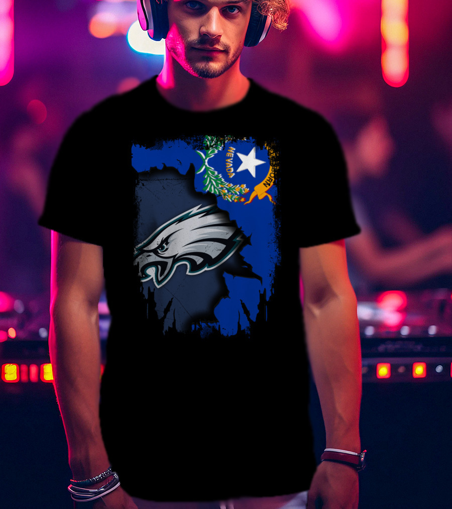 Nevada State Flag With Philadelphia Eagles Logo Together T-Shirt