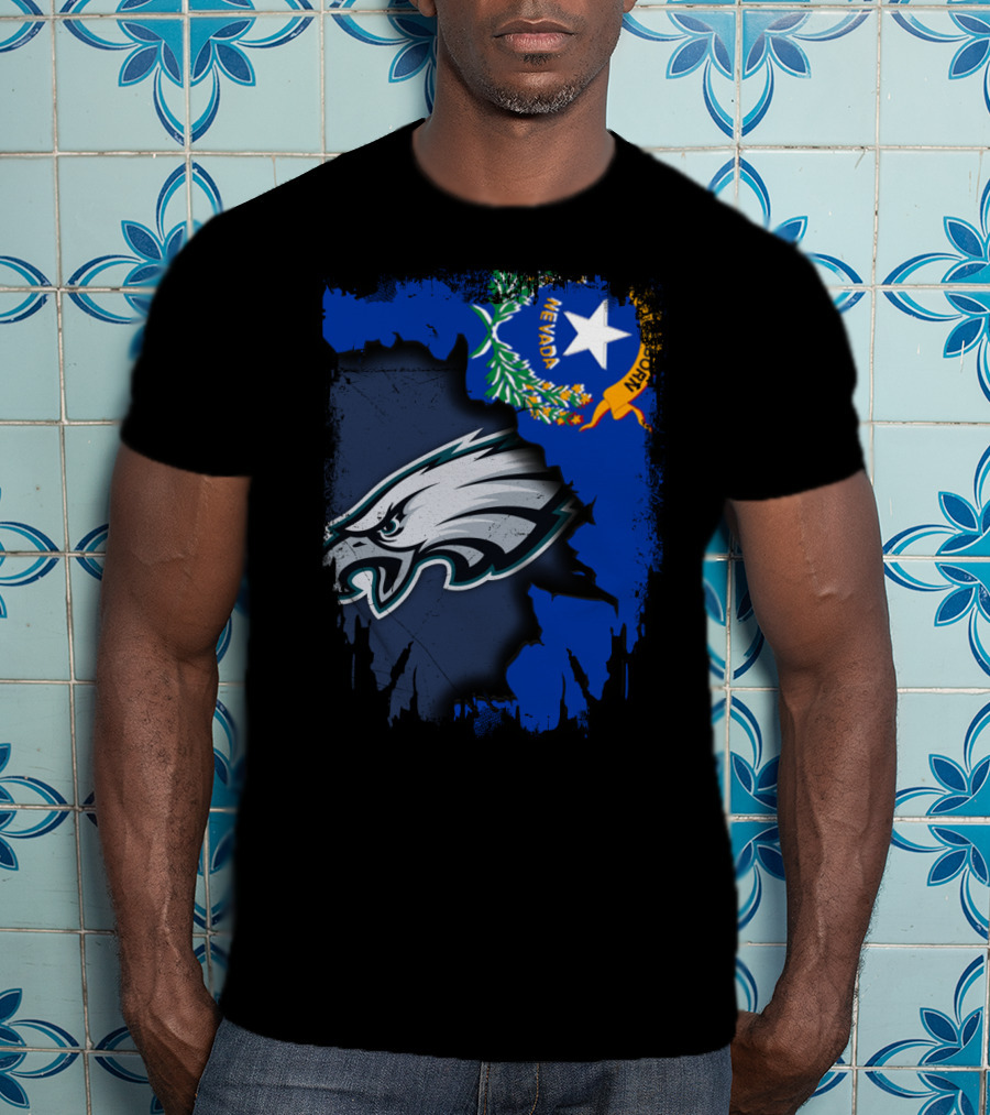 Nevada State Flag With Philadelphia Eagles Logo Together T-Shirt