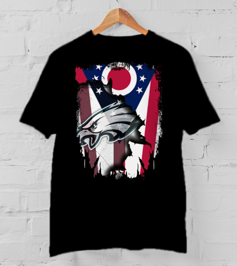 Ohio Flag With Philadelphia Eagles Logo Together T-Shirt