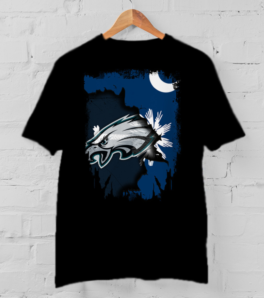 Together South Carolina With Philadelphia Eagles And Palmetto Crescent Moon T-Shirt