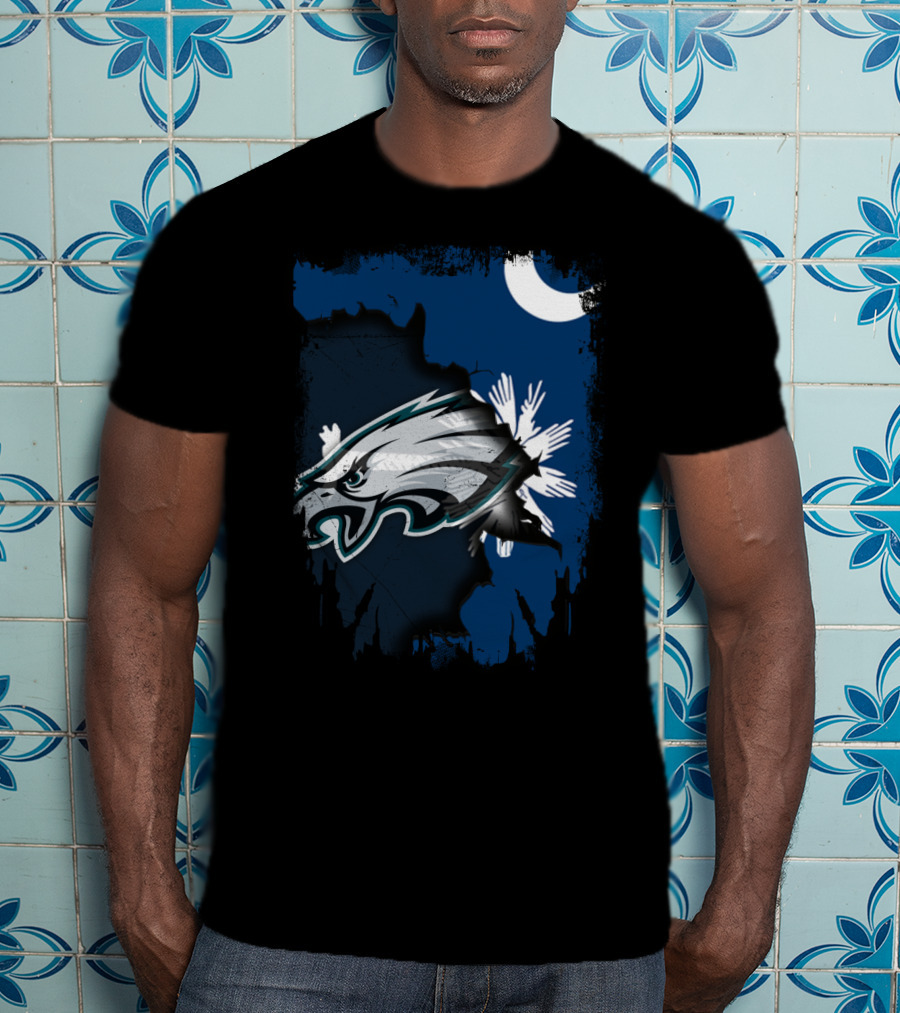 Together South Carolina With Philadelphia Eagles And Palmetto Crescent Moon T-Shirt