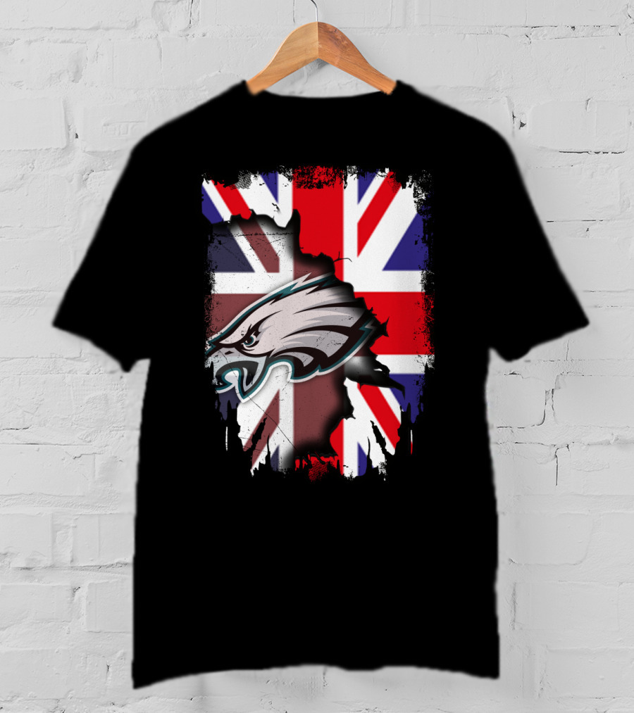 Philadelphia Eagles Overlaid On Union Jack Flag T-Shirt
