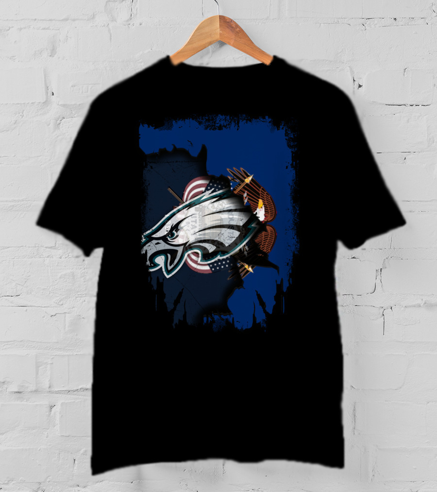 Together Utah Philadelphia Eagles USA Flag Eagle Fusion T-Shirt