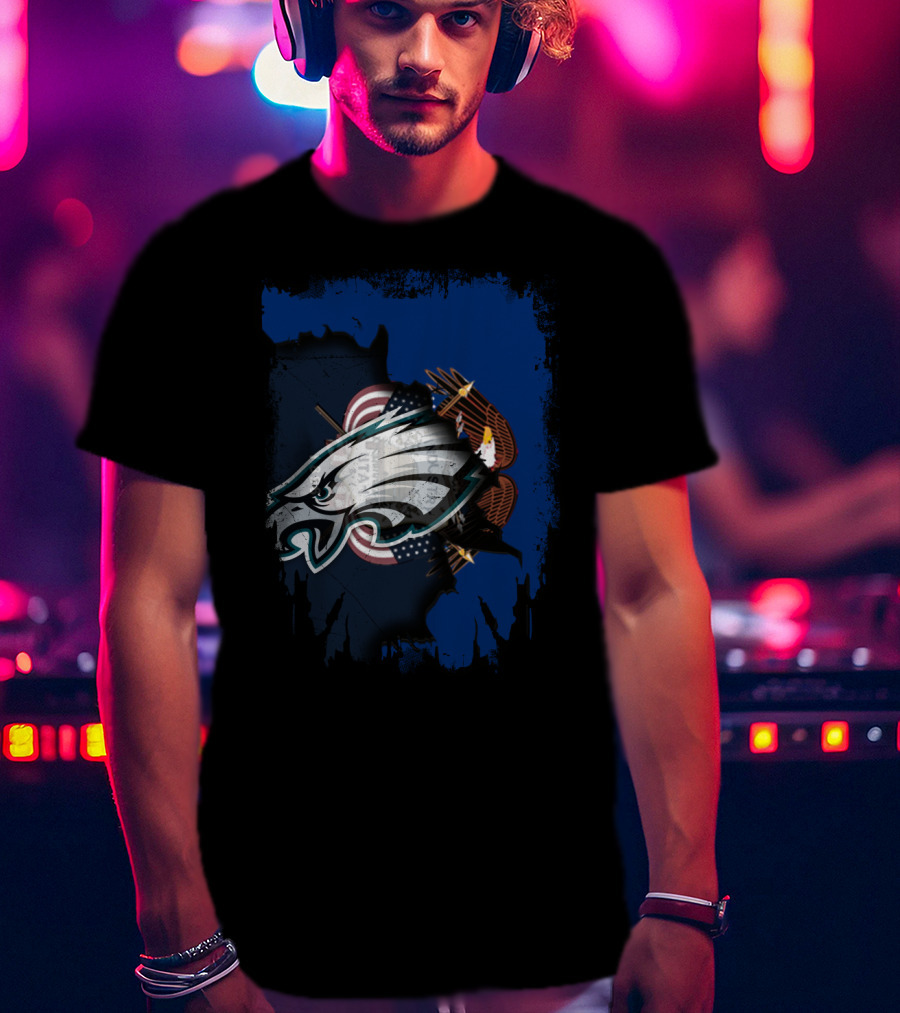 Together Utah Philadelphia Eagles USA Flag Eagle Fusion T-Shirt