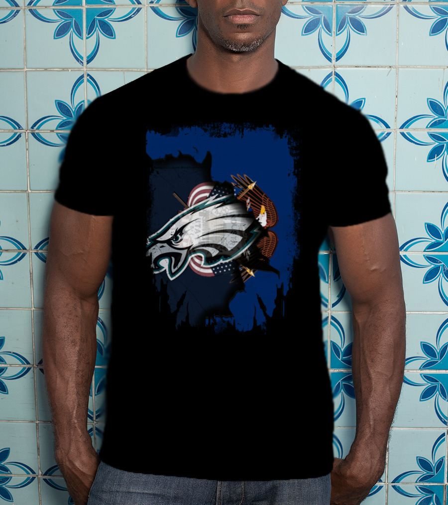 Together Utah Philadelphia Eagles USA Flag Eagle Fusion T-Shirt