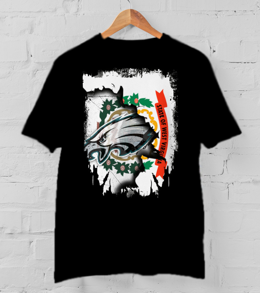 State Of West Virginia With Eagles Emblem T-Shirt