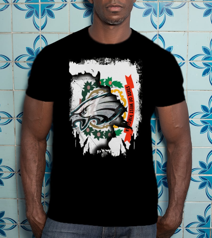State Of West Virginia With Eagles Emblem T-Shirt